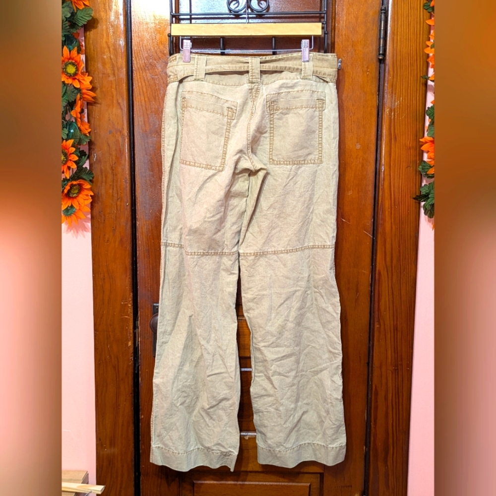Vintage Free People Y2K Convertible Wide Leg Tan Khaki Pants with Belt